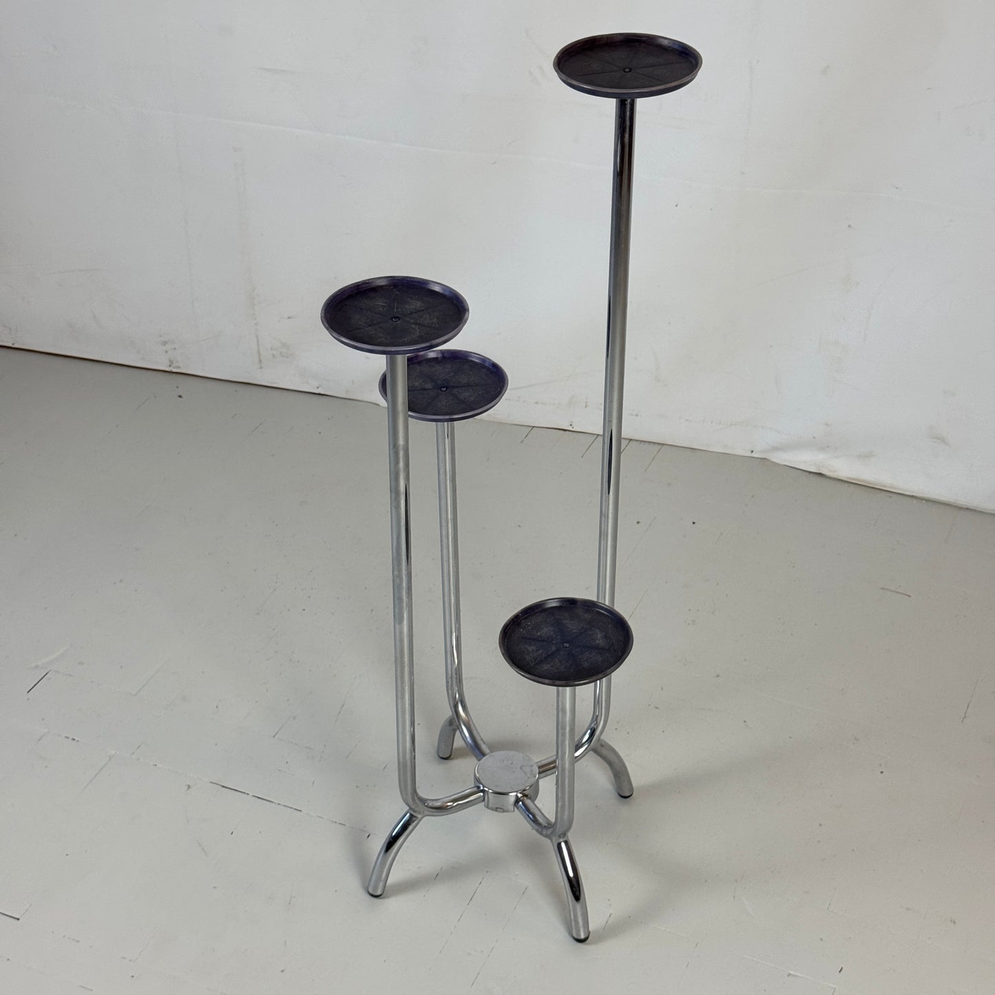 Bauhaus Tubular Steel Plant Holder, Chrome Finish, 1960s