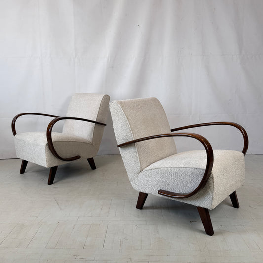 Pair of Fully Restored Jindřich Halabala Type C Armchairs for UP Závody, 1930s