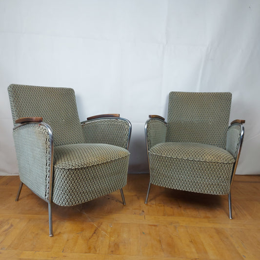 Pair of Bauhaus tubular armchair by József Peresztegi 1960s
