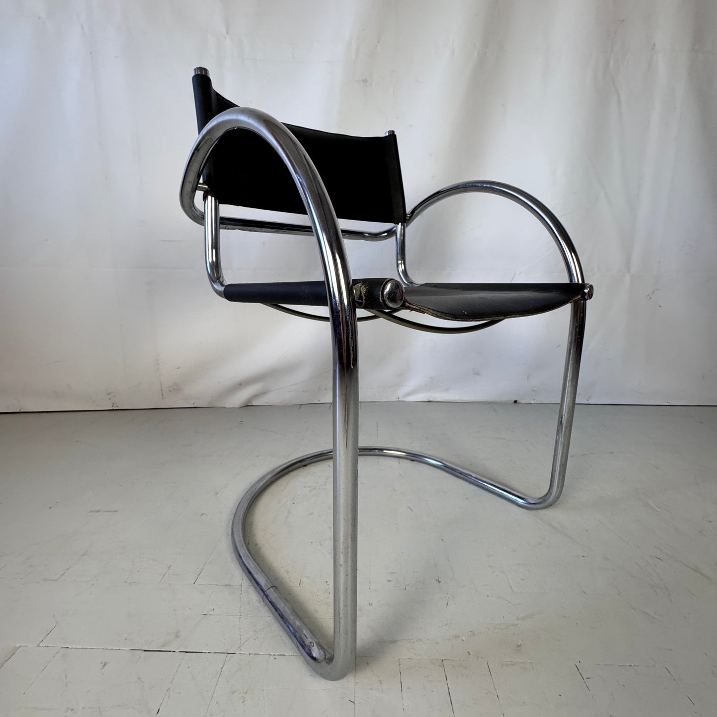 Bauhaus Tubular Steel Chair with Black Leather, 1960s
