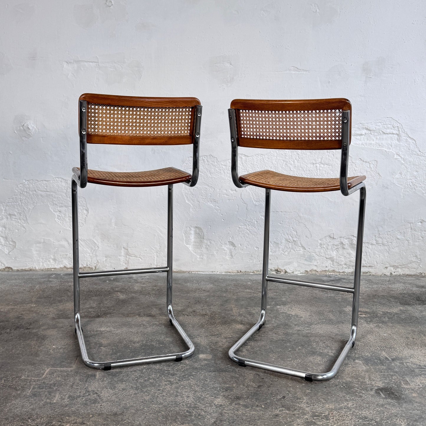 Pair of Marcel Breuer "Cesca" Style Cantilever Barstool, 1980