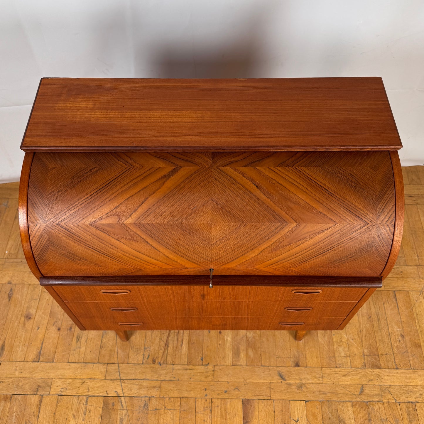 Mid Century Swedish Rolltop Teak Bureau by Egon Ostergaard for SMI 1960s