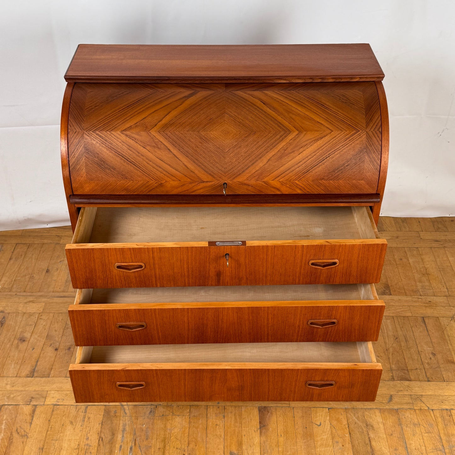 Mid Century Swedish Rolltop Teak Bureau by Egon Ostergaard for SMI 1960s