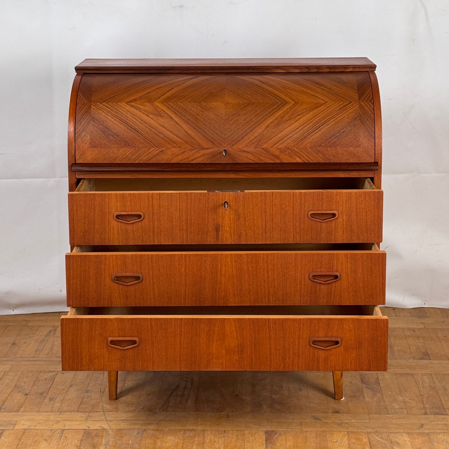 Mid Century Swedish Rolltop Teak Bureau by Egon Ostergaard for SMI 1960s