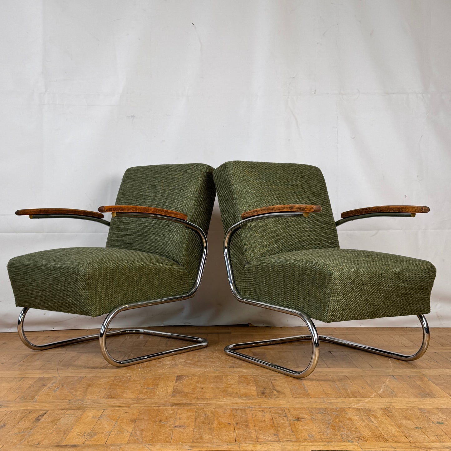 Set of two S411 Tubular Steel Armchairs by Willem Hendrik Gispen for Thonet 1930s