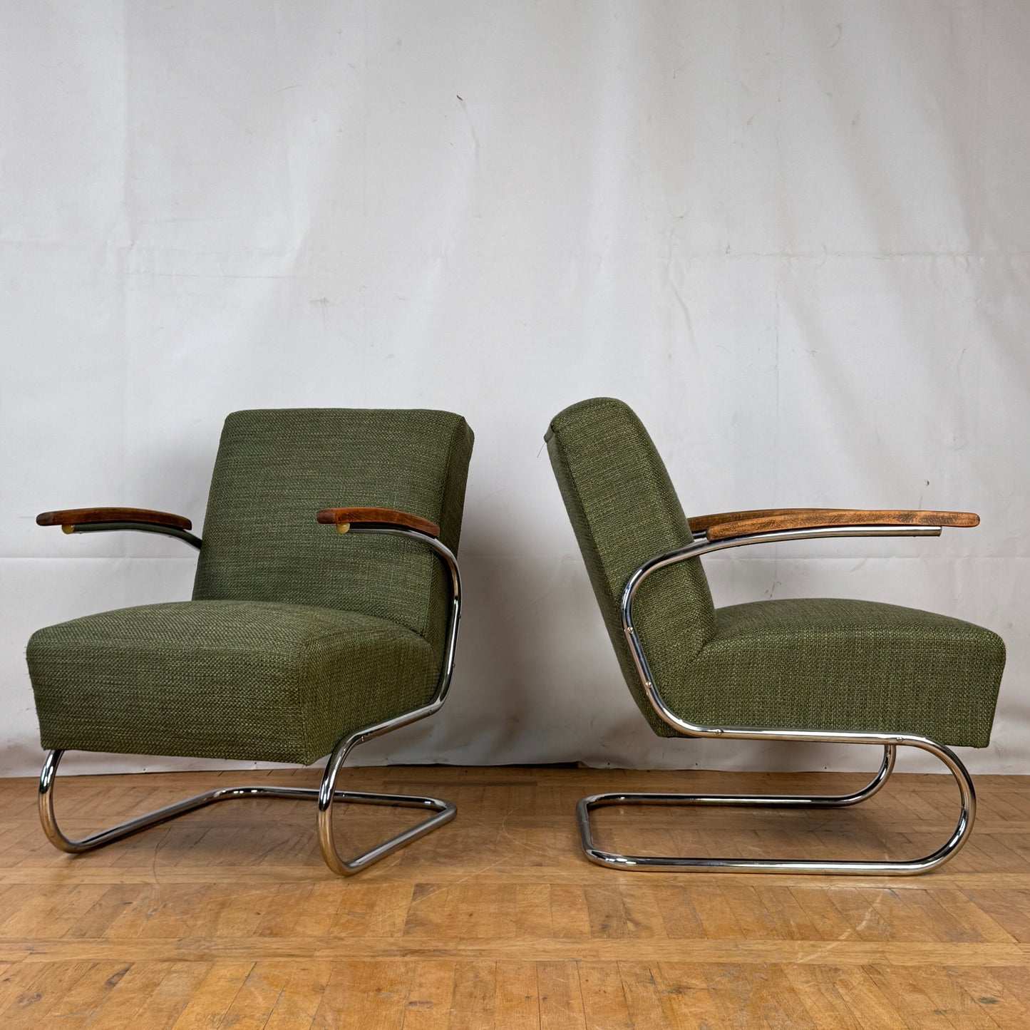 Set of two S411 Tubular Steel Armchairs by Willem Hendrik Gispen for Thonet 1930s