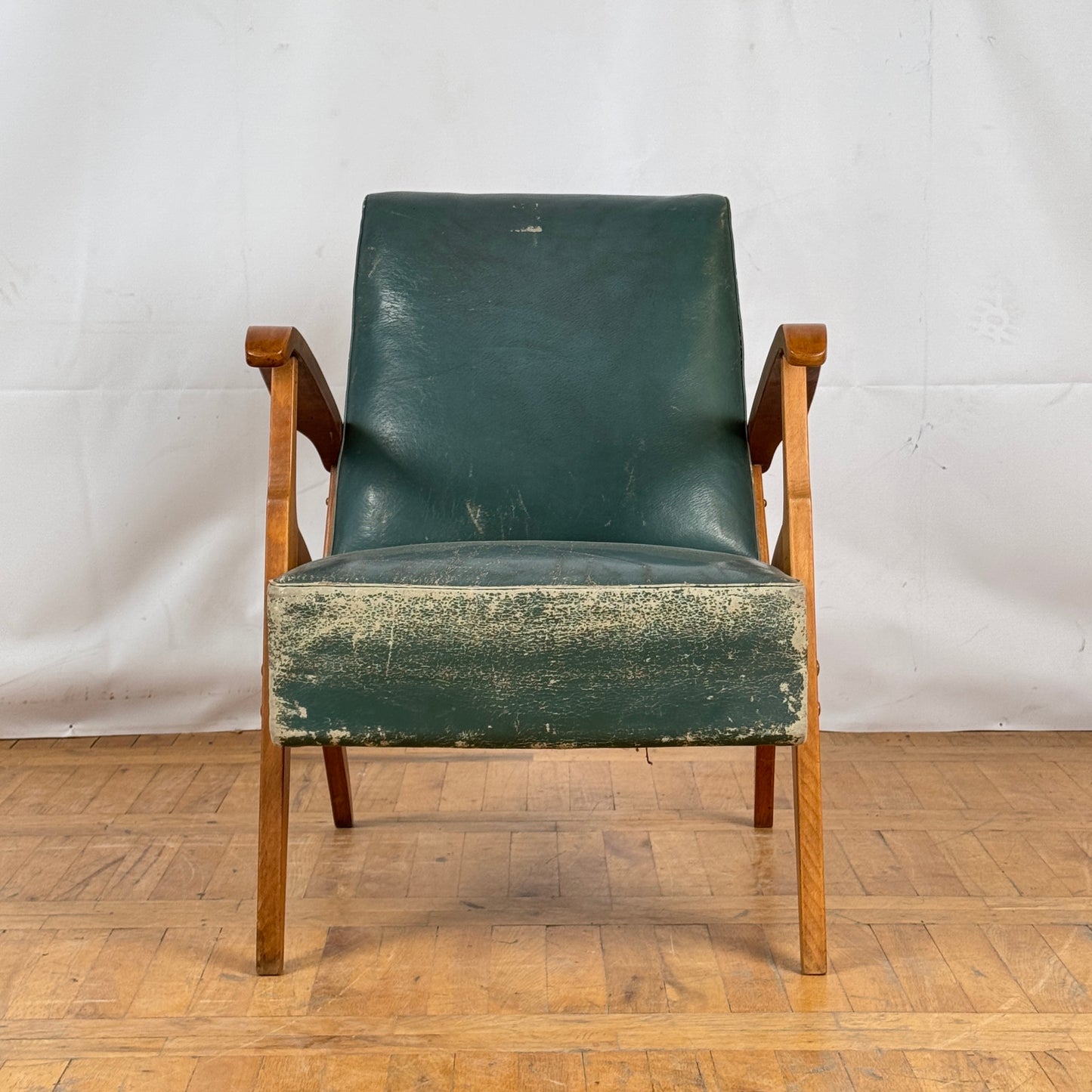 pair of Yugoslavian mid-century leather armchair 1960s