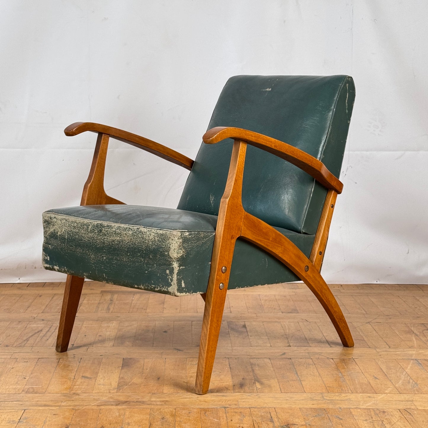 pair of Yugoslavian mid-century leather armchair 1960s