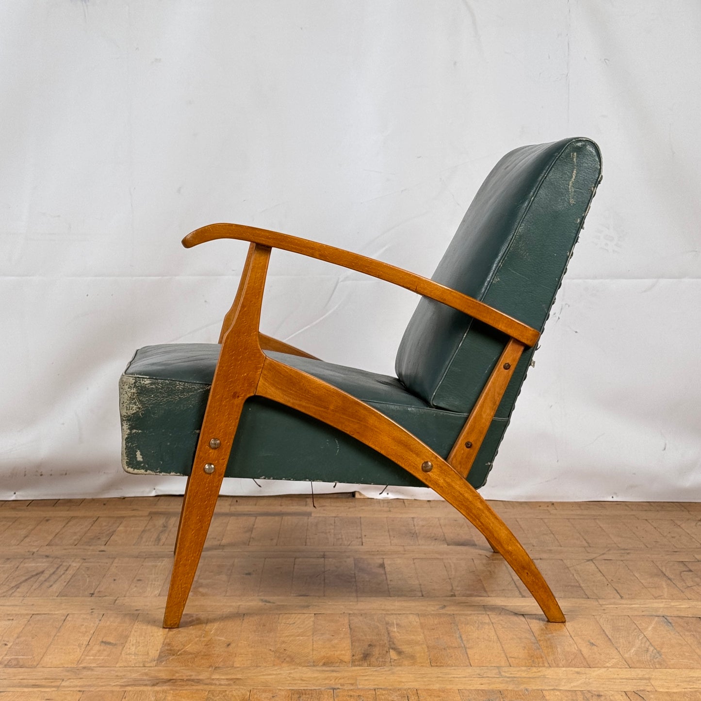 pair of Yugoslavian mid-century leather armchair 1960s