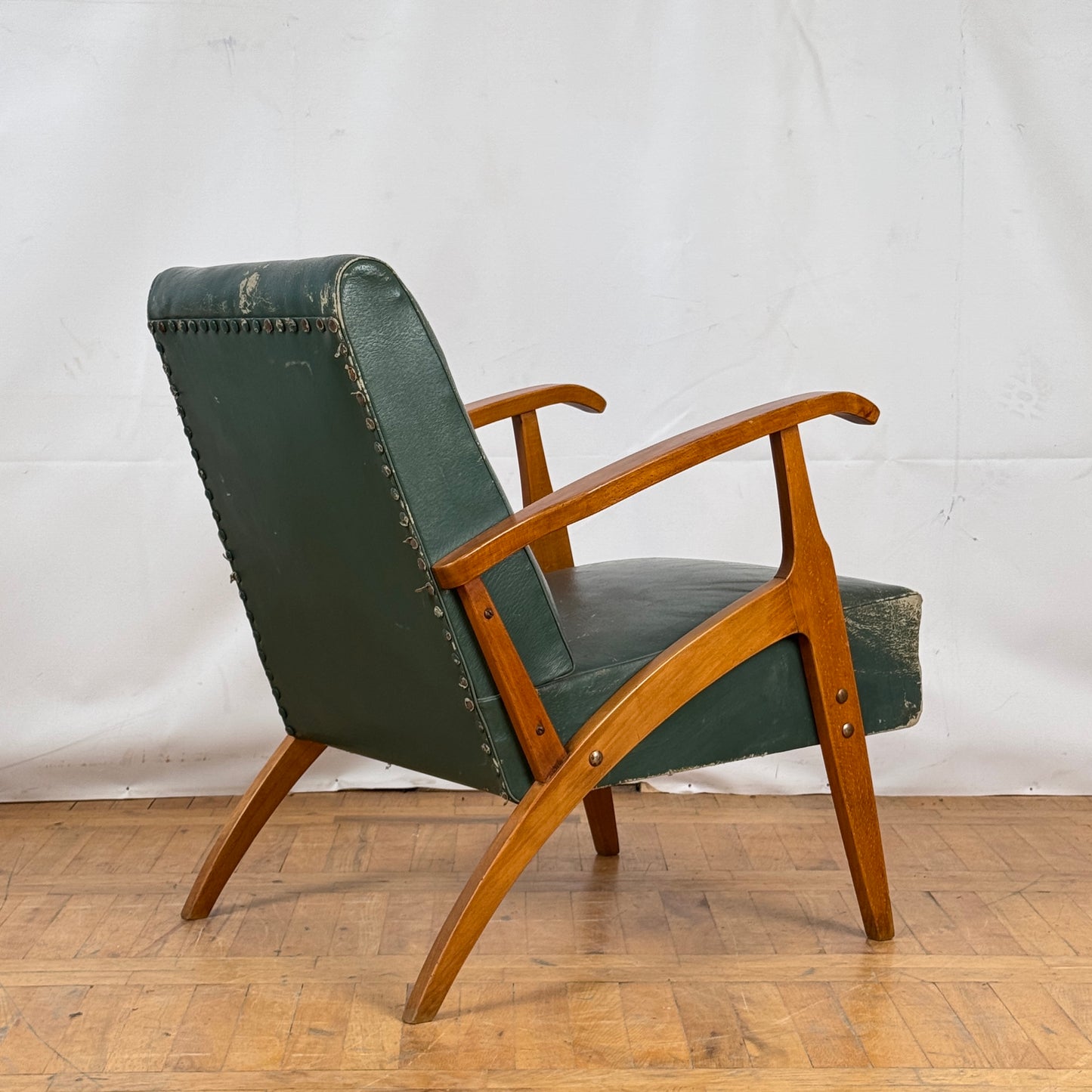 pair of Yugoslavian mid-century leather armchair 1960s