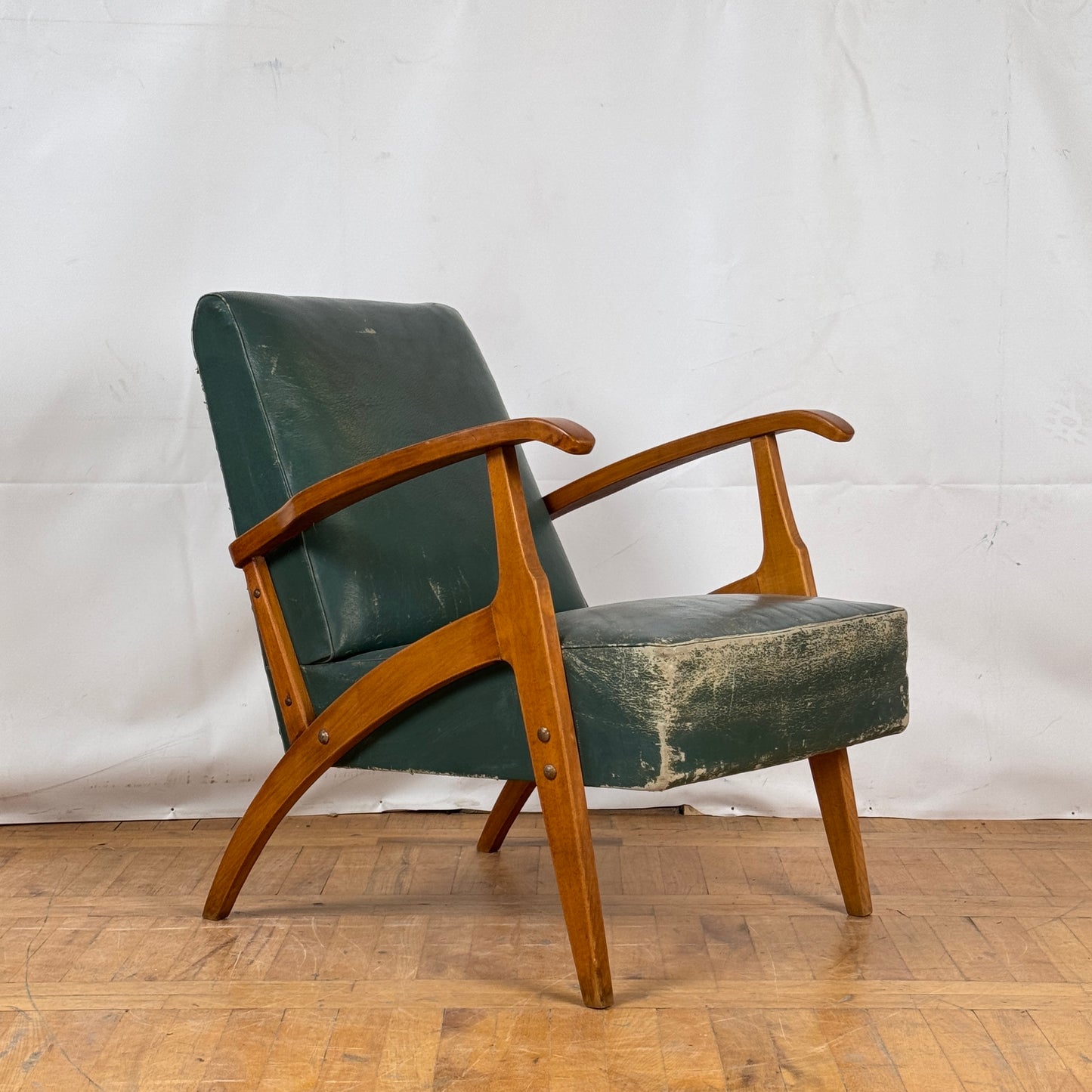pair of Yugoslavian mid-century leather armchair 1960s
