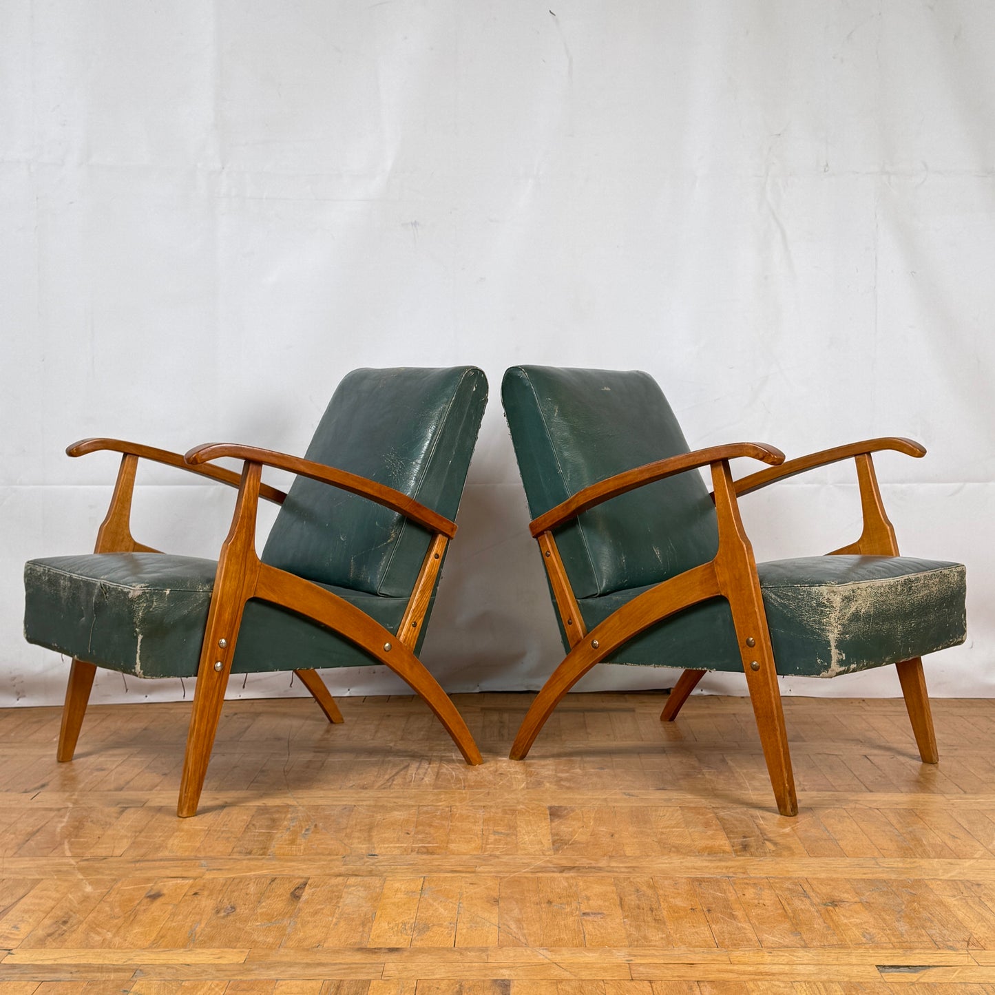 pair of Yugoslavian mid-century leather armchair 1960s