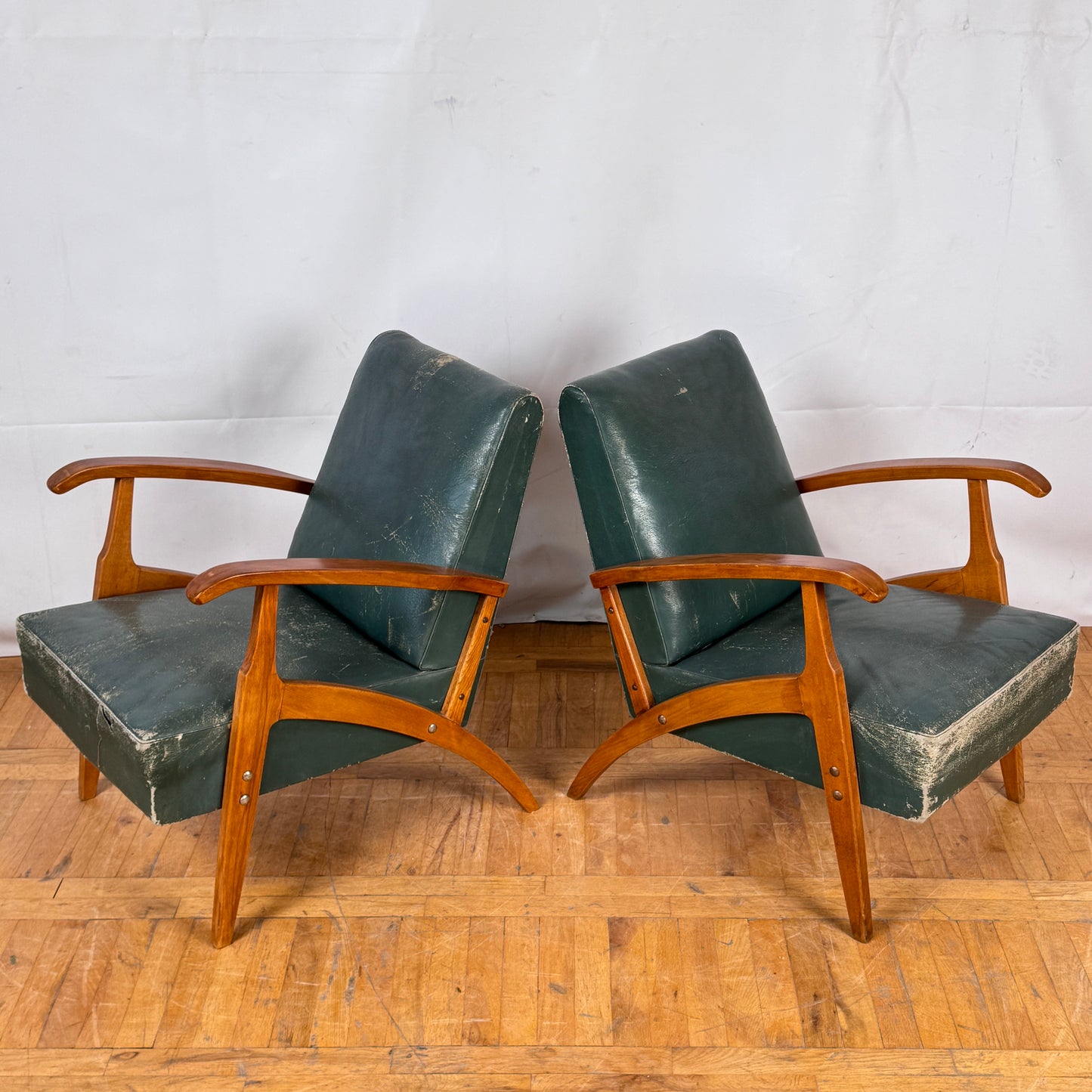 pair of Yugoslavian mid-century leather armchair 1960s