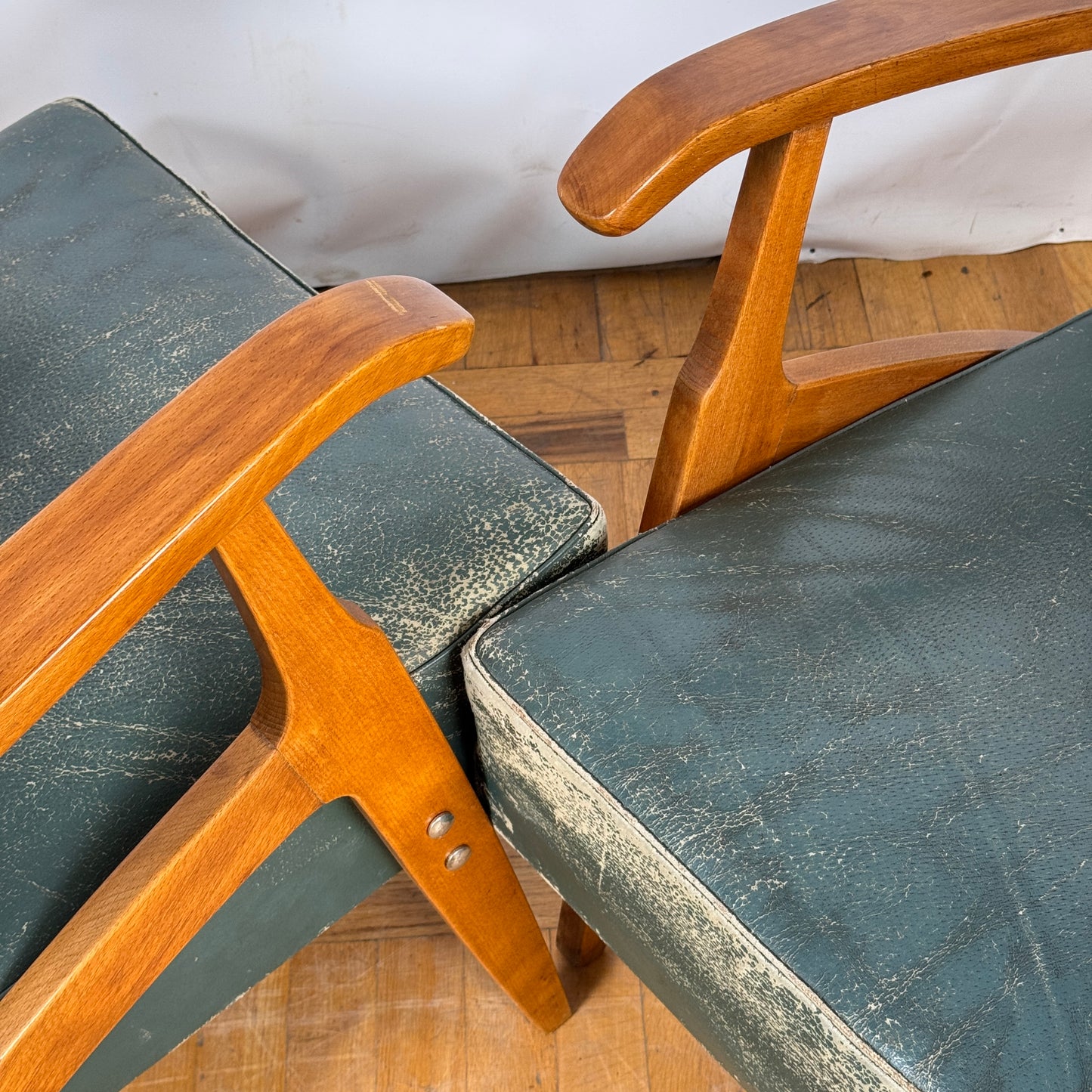 pair of Yugoslavian mid-century leather armchair 1960s