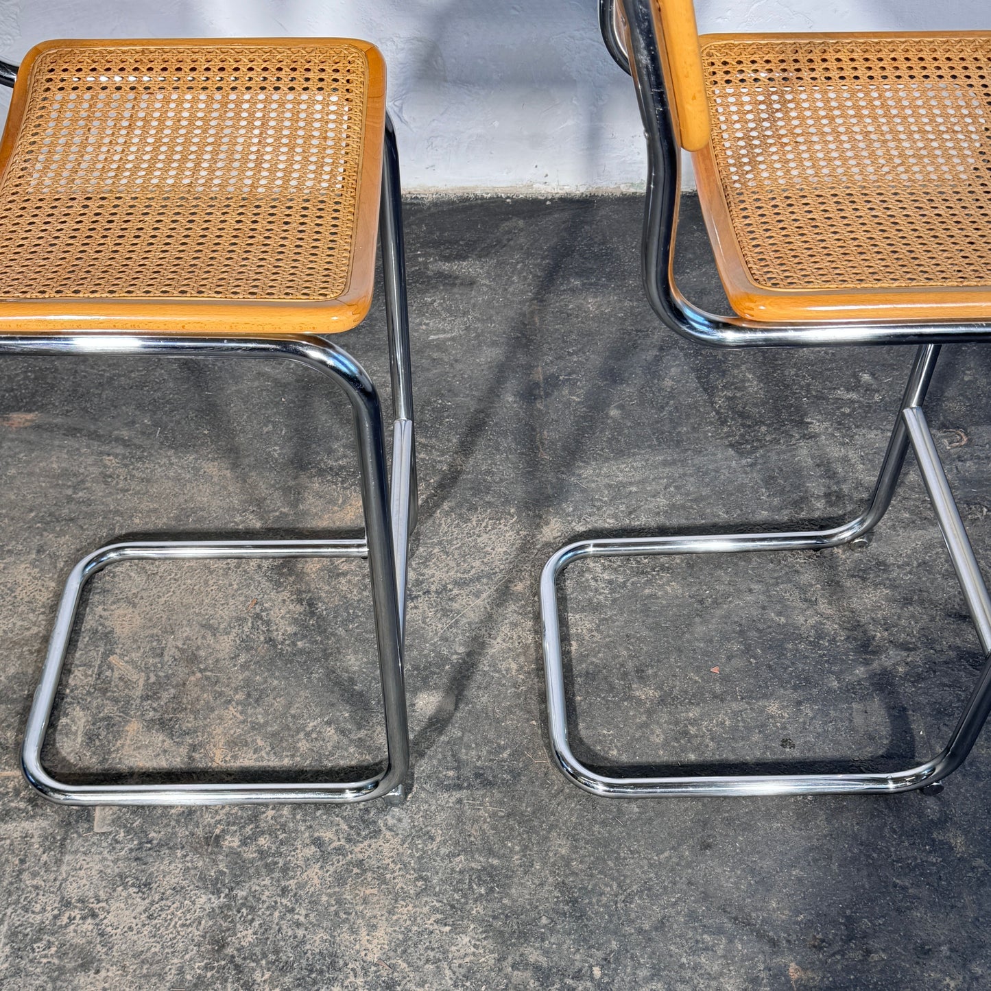 Pair of Rattan Barstools in the Style of Marcel Breuer S32, 1990s