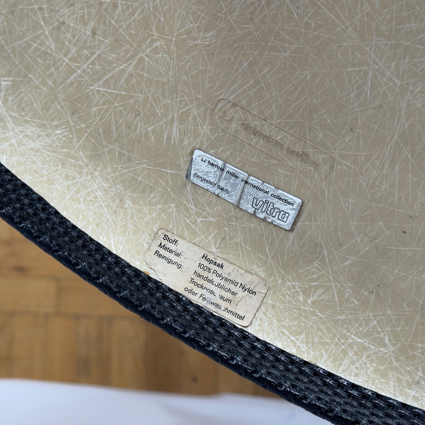 Vintage Herman Miller DSX Fiberglass Chair by Ray & Charles Eames, 1971 — Mid-Century Modern Icon, Black Upholstery