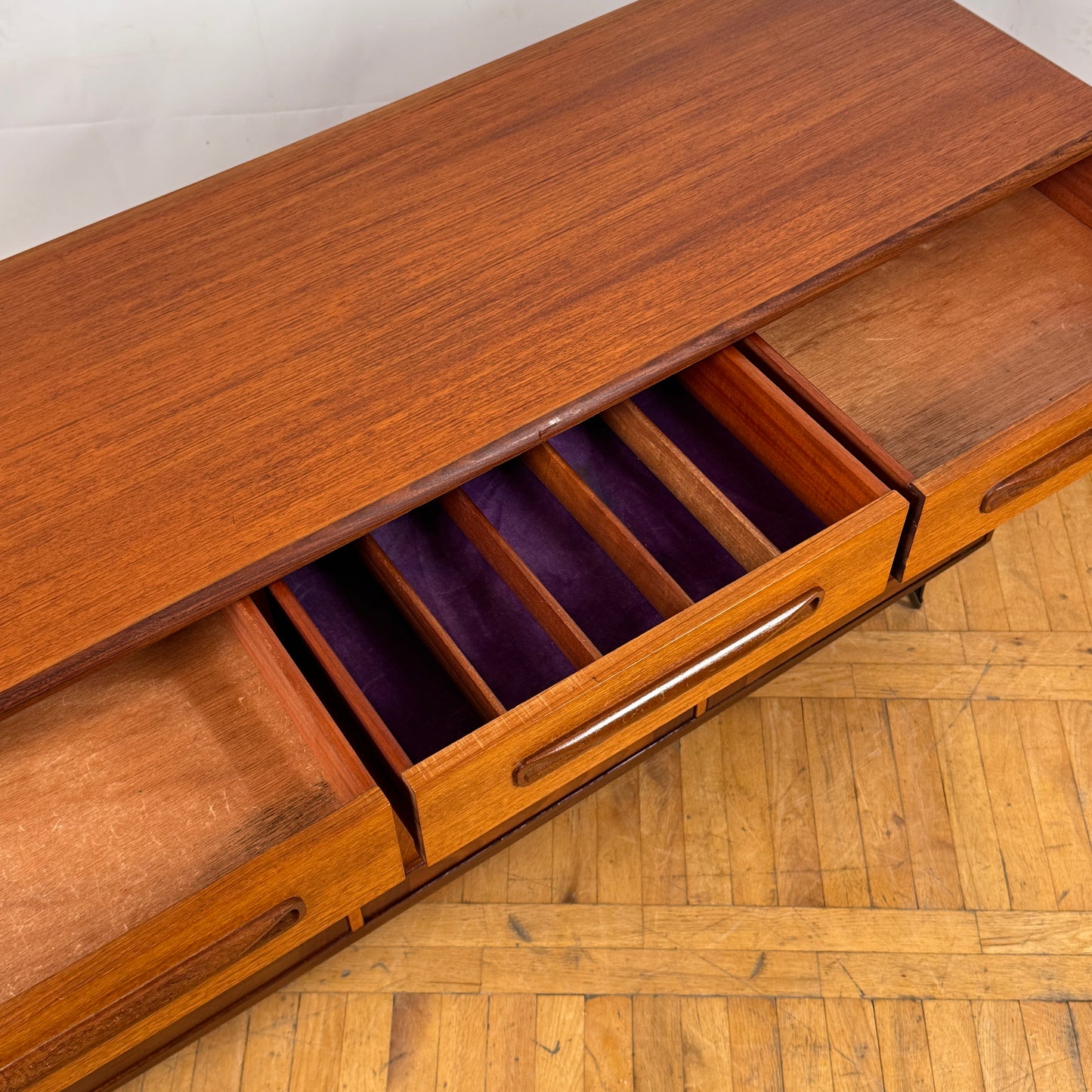 Vintage GPlan Fresco Sideboard on Hairpin Legs, 1970s — Mid-Century Modern Teak Credenza