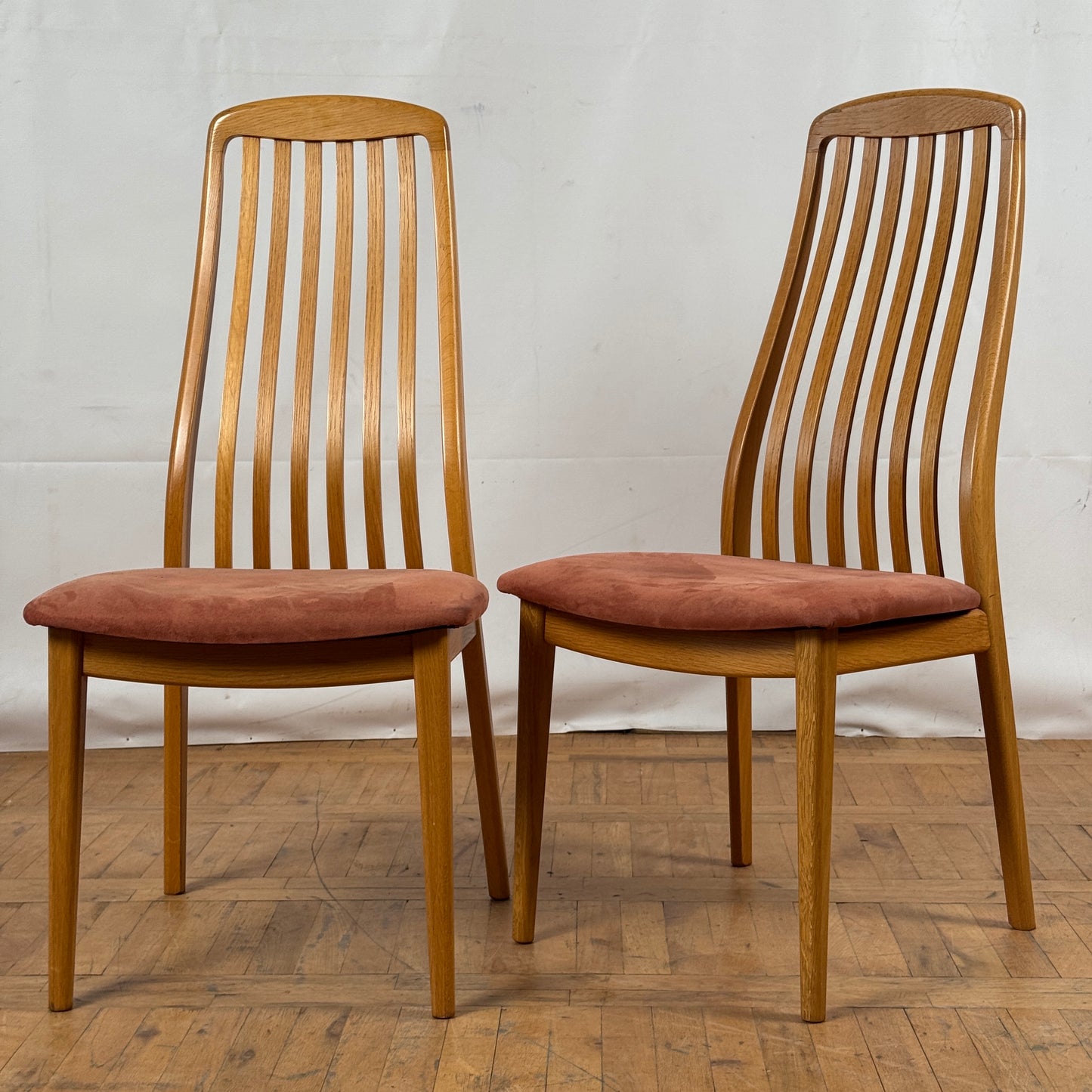 Set of 4 Danish Schou Andersen Teak Dining Chairs, 1970s — Upholstered Mid-Century Modern