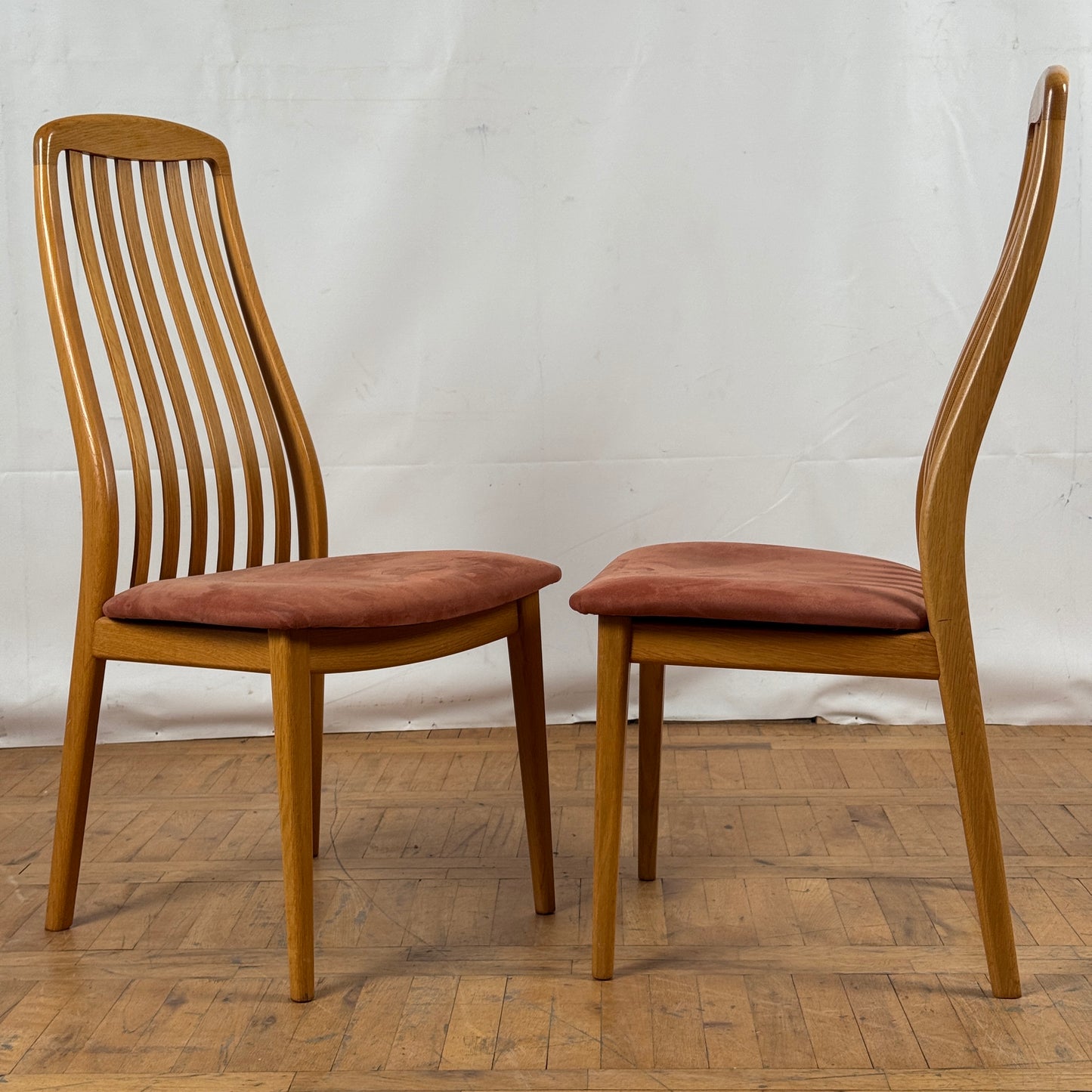 Set of 4 Danish Schou Andersen Teak Dining Chairs, 1970s — Upholstered Mid-Century Modern