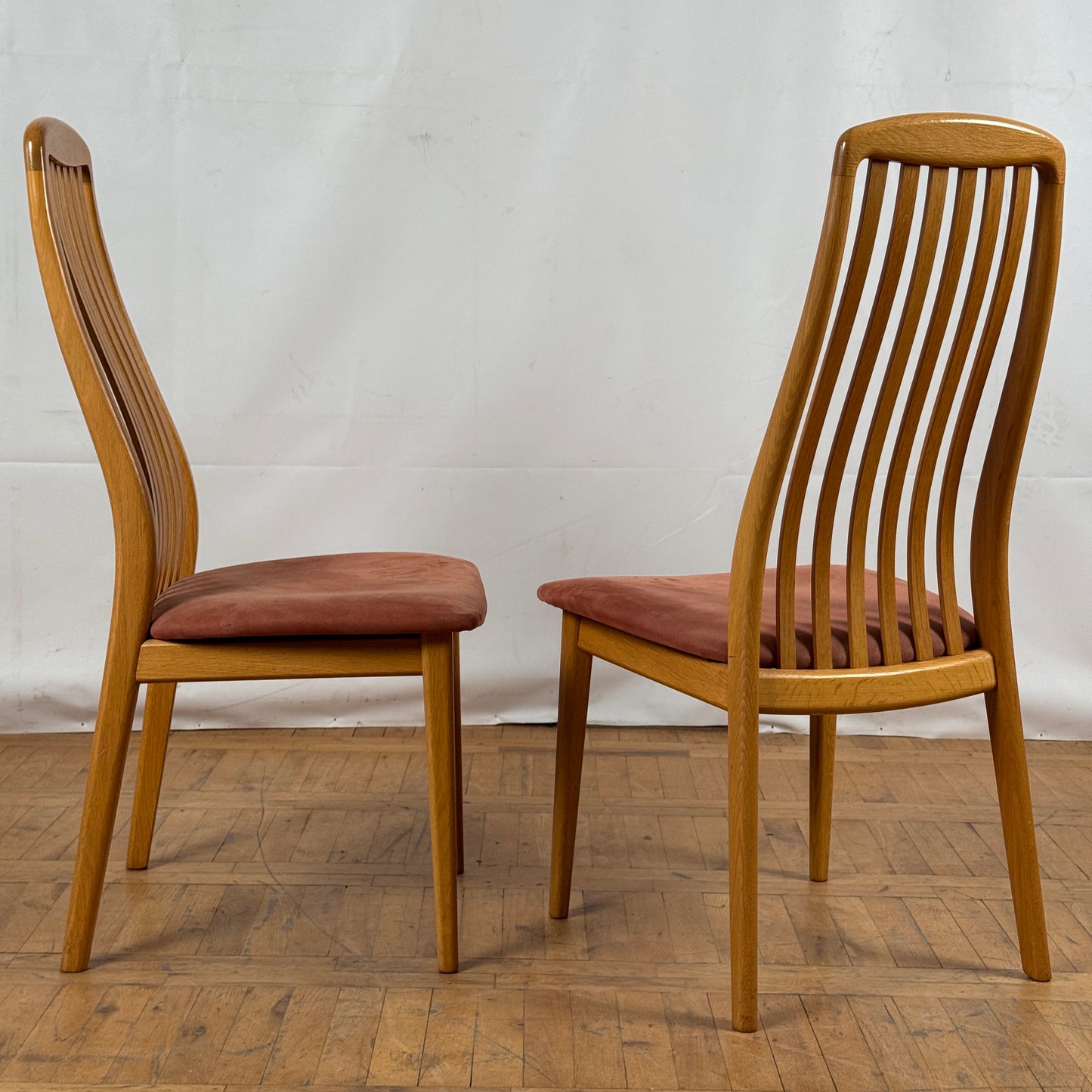 Set of 4 Danish Schou Andersen Teak Dining Chairs, 1970s — Upholstered Mid-Century Modern