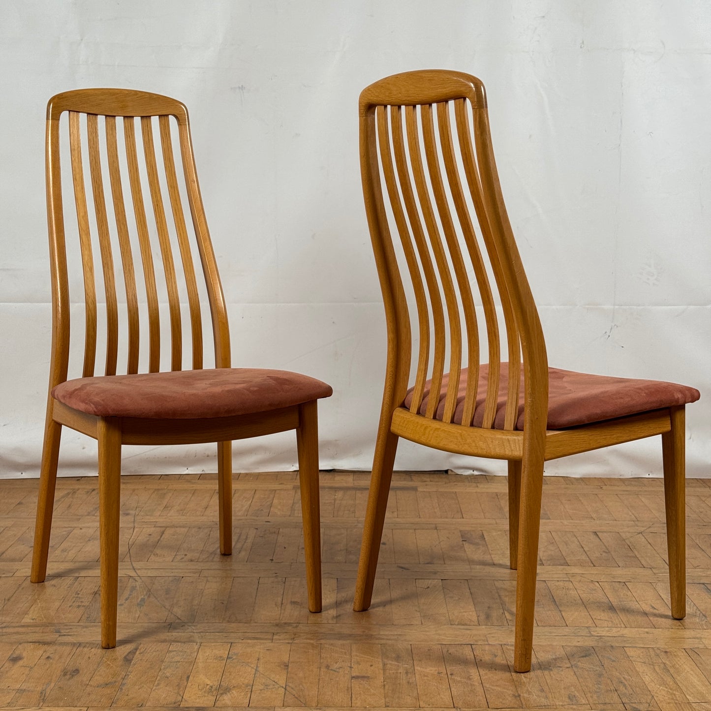 Set of 4 Danish Schou Andersen Teak Dining Chairs, 1970s — Upholstered Mid-Century Modern