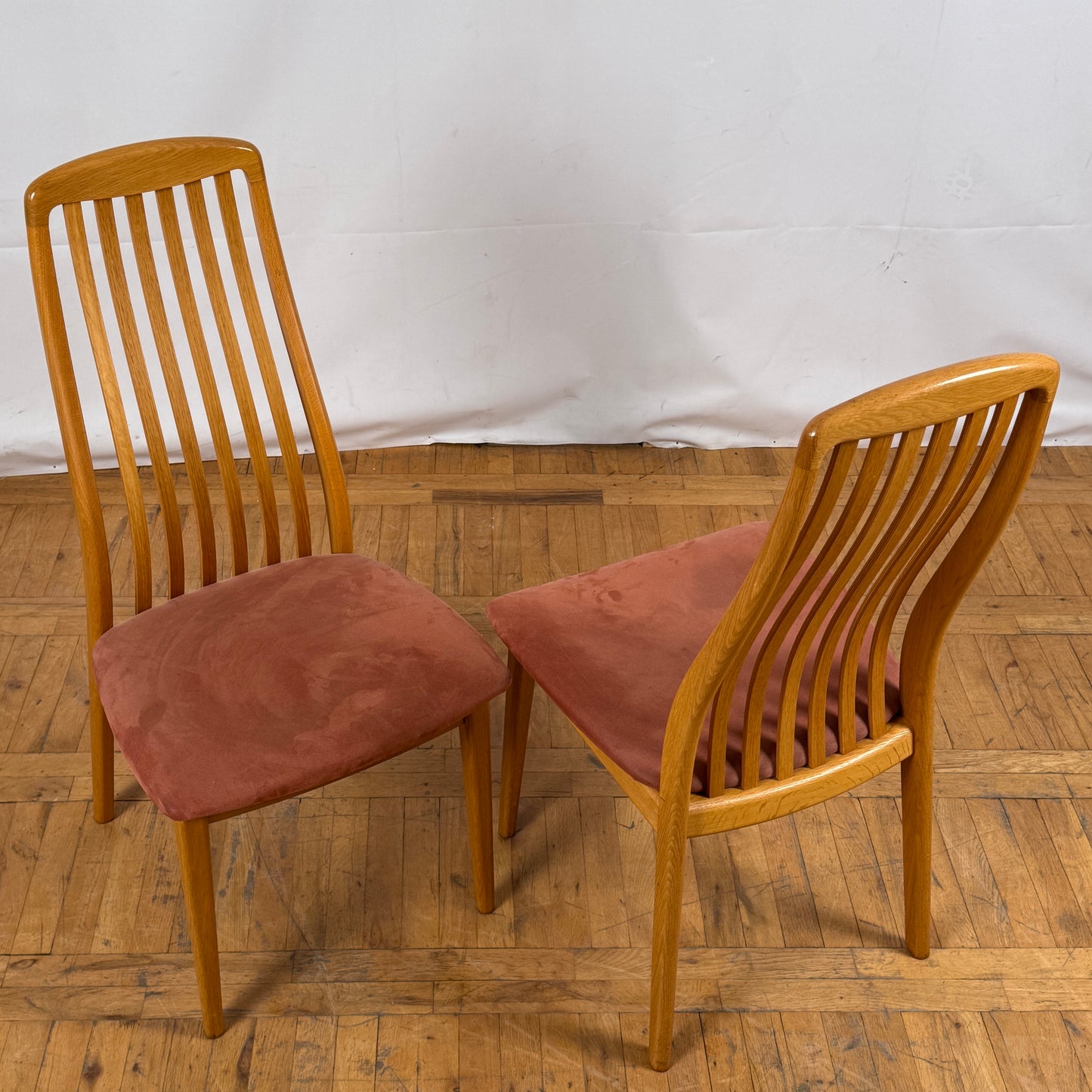 Set of 4 Danish Schou Andersen Teak Dining Chairs, 1970s — Upholstered Mid-Century Modern