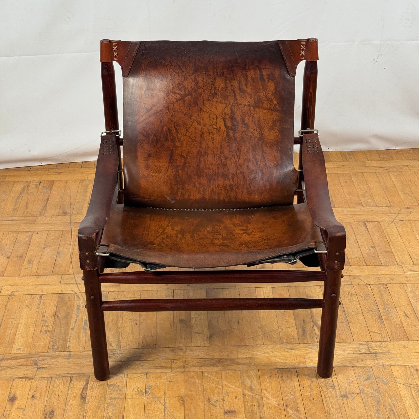 Vintage Hungarian Safari Leather Chair, 1970s — Mid-Century Modern Design