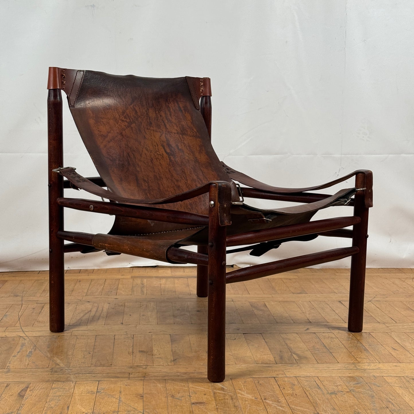 Vintage Hungarian Safari Leather Chair, 1970s — Mid-Century Modern Design