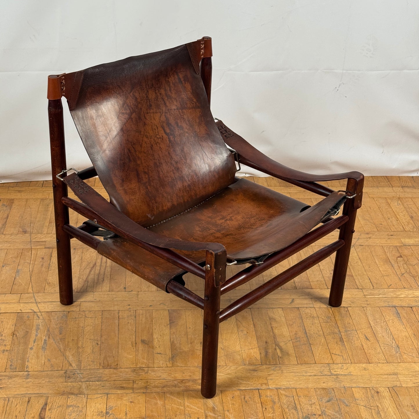 Vintage Hungarian Safari Leather Chair, 1970s — Mid-Century Modern Design