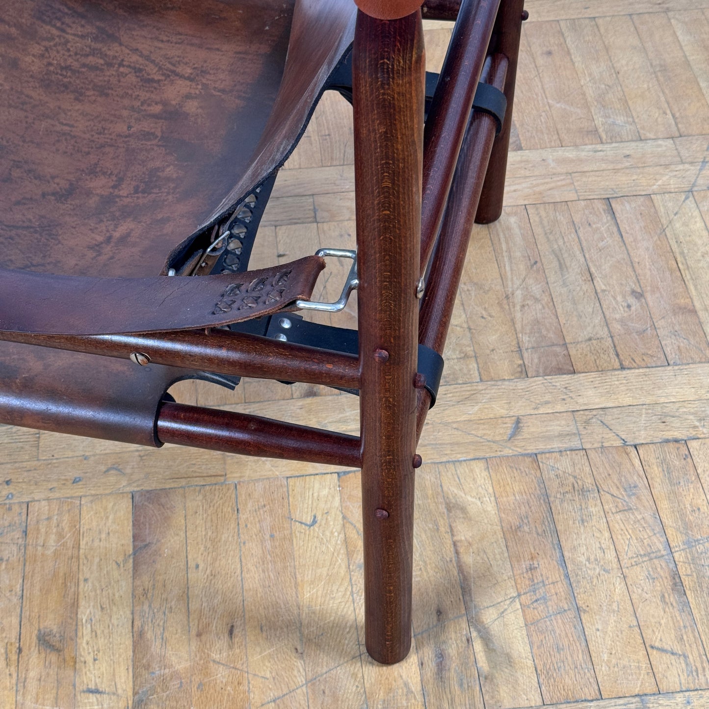 Vintage Hungarian Safari Leather Chair, 1970s — Mid-Century Modern Design