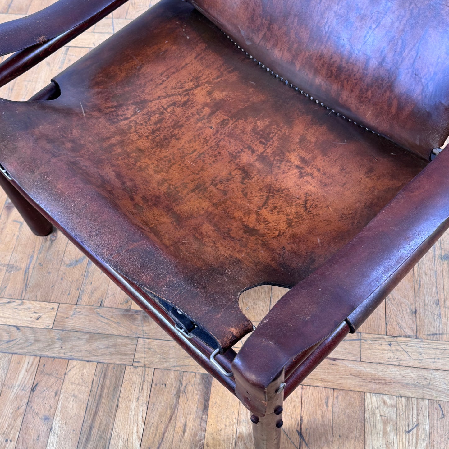 Vintage Hungarian Safari Leather Chair, 1970s — Mid-Century Modern Design