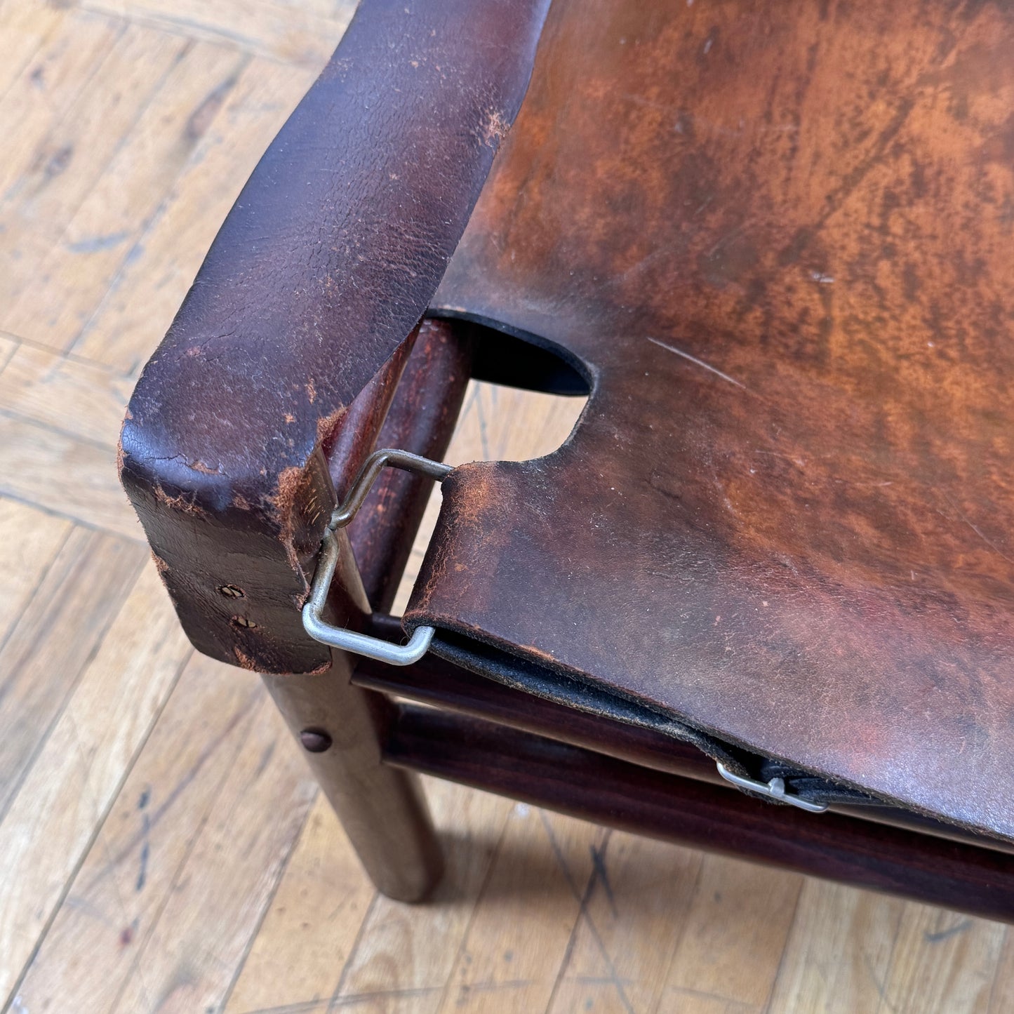 Vintage Hungarian Safari Leather Chair, 1970s — Mid-Century Modern Design