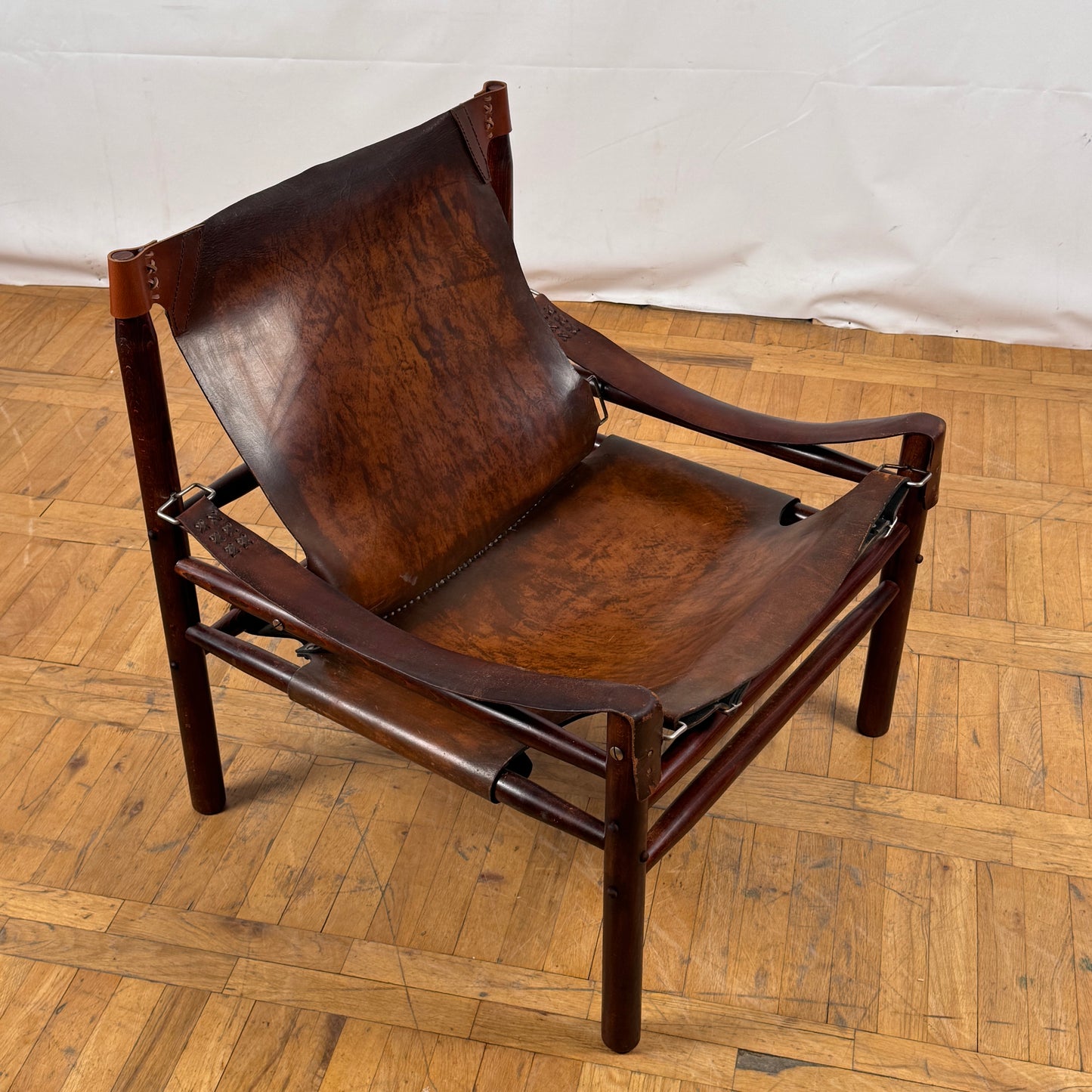 Vintage Hungarian Safari Leather Chair, 1970s — Mid-Century Modern Design
