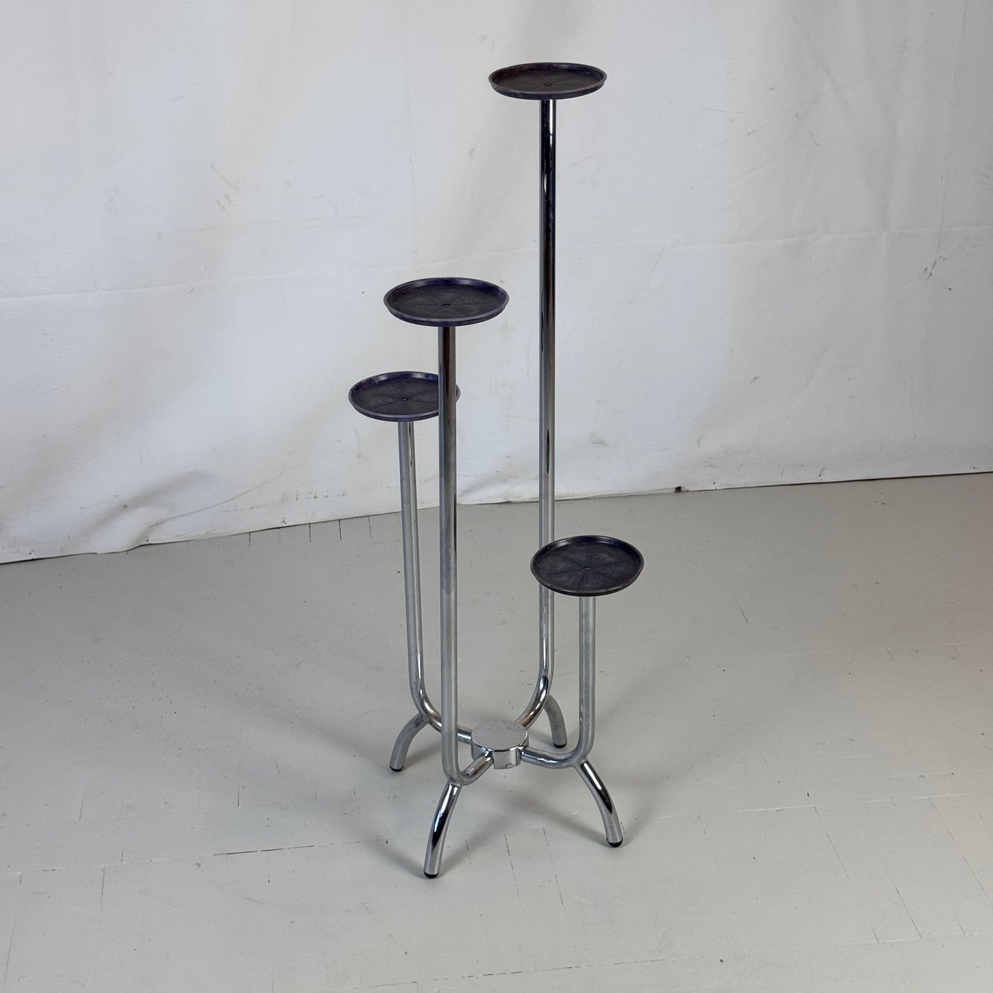 Bauhaus Tubular Steel Plant Holder, Chrome Finish, 1960s