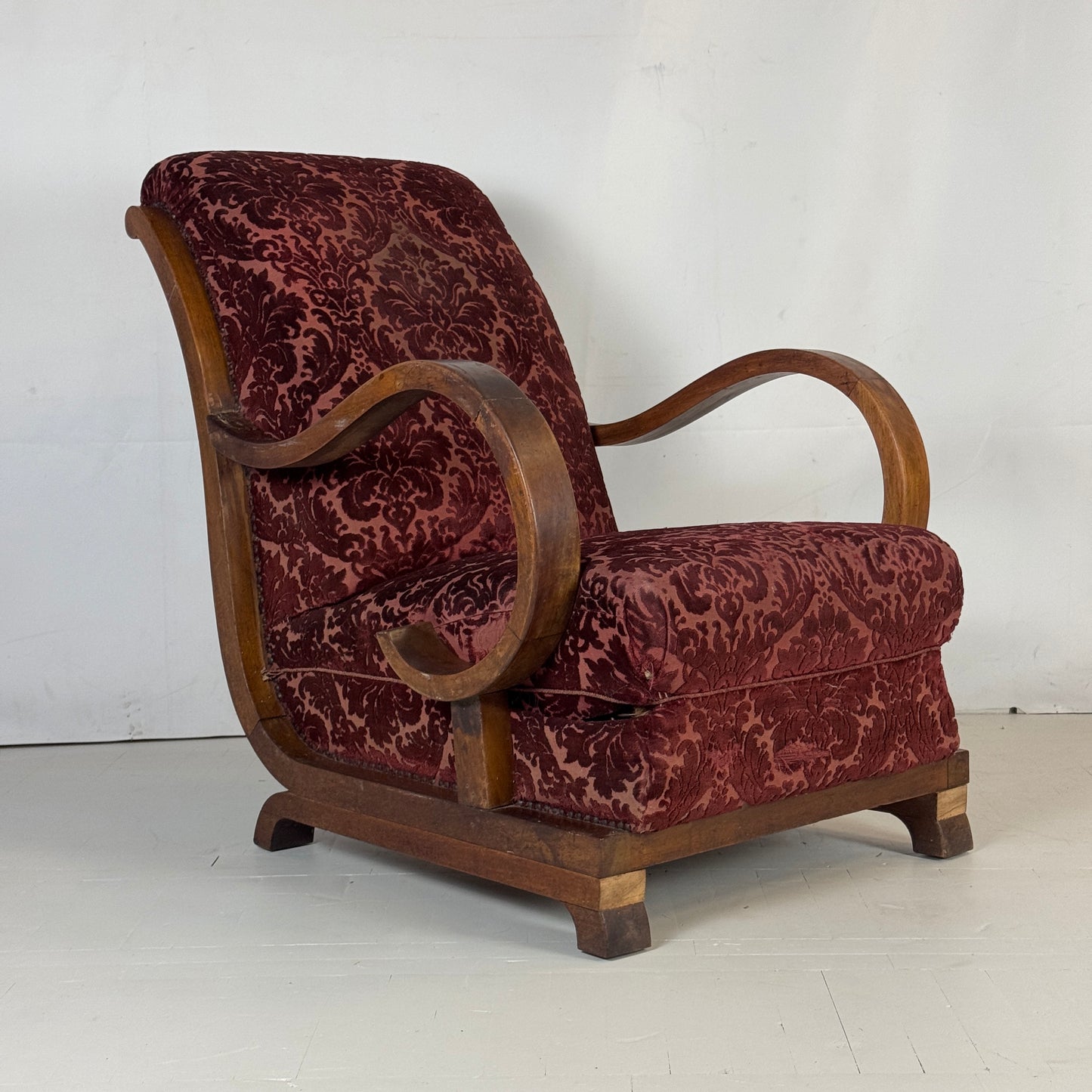 Pair of Massive Art Deco Armchairs, 1930s – For Refurbishment