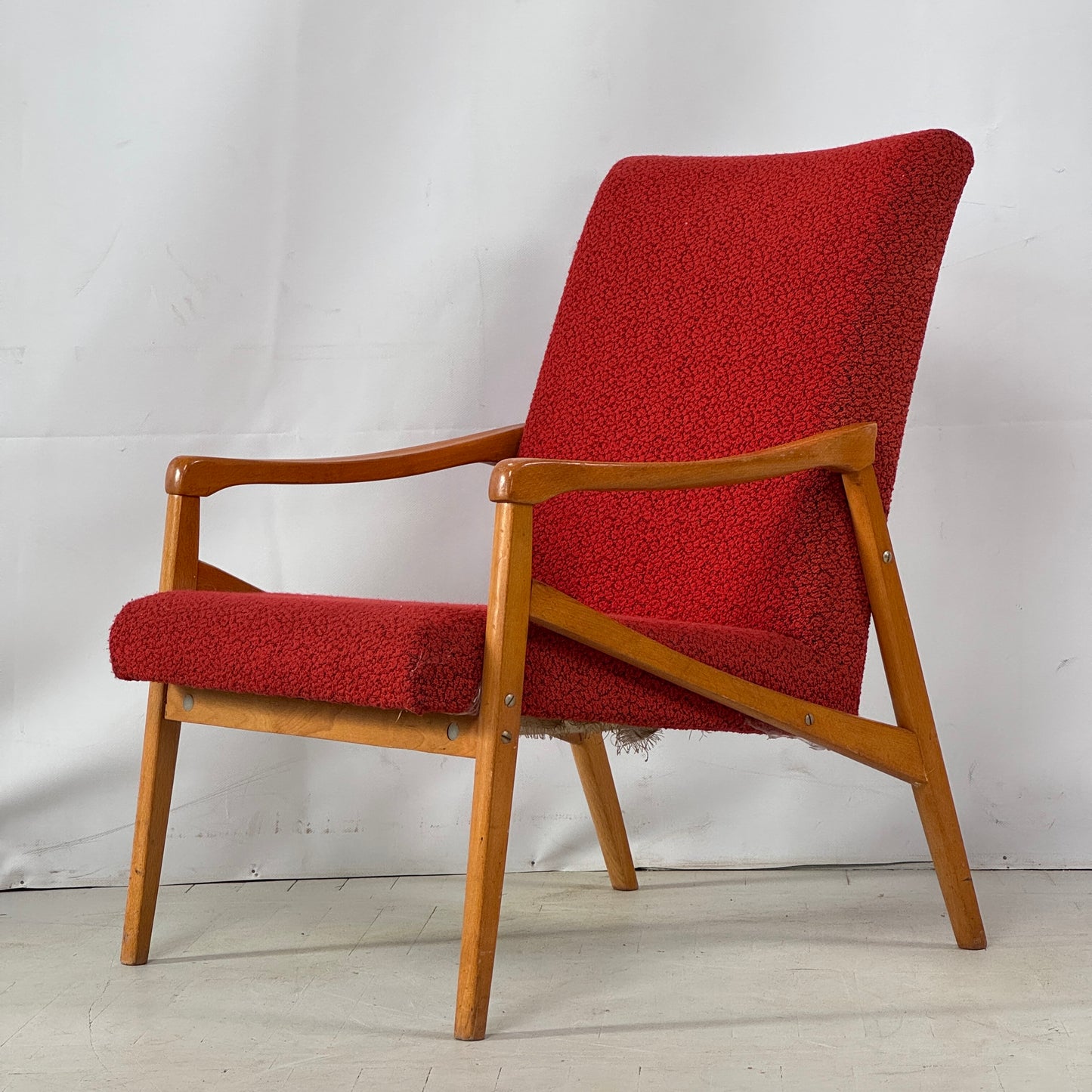 Pair of Red Jiri Jiroutek Armchairs for Jitona, 1960s