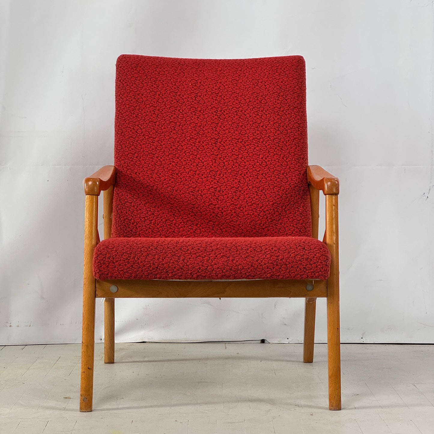 Pair of Red Jiri Jiroutek Armchairs for Jitona, 1960s