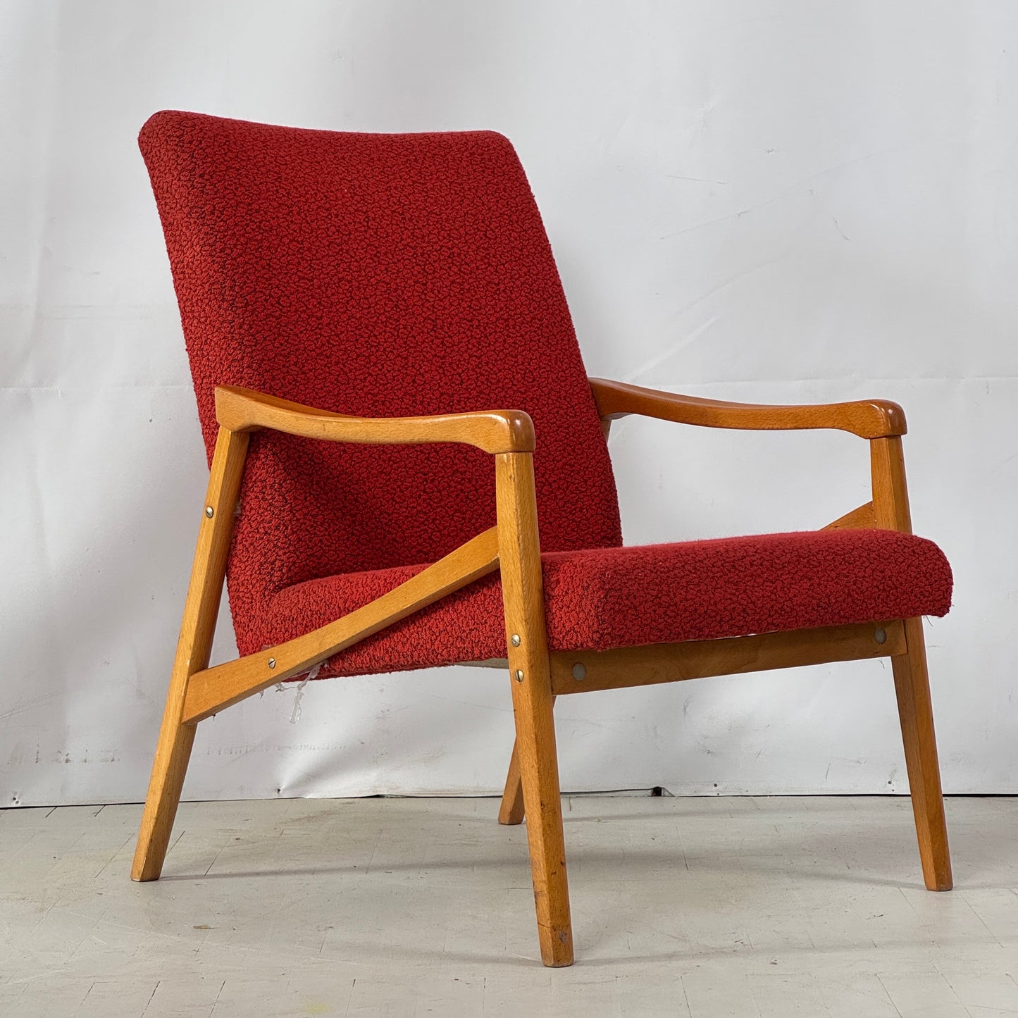 Pair of Red Jiri Jiroutek Armchairs for Jitona, 1960s