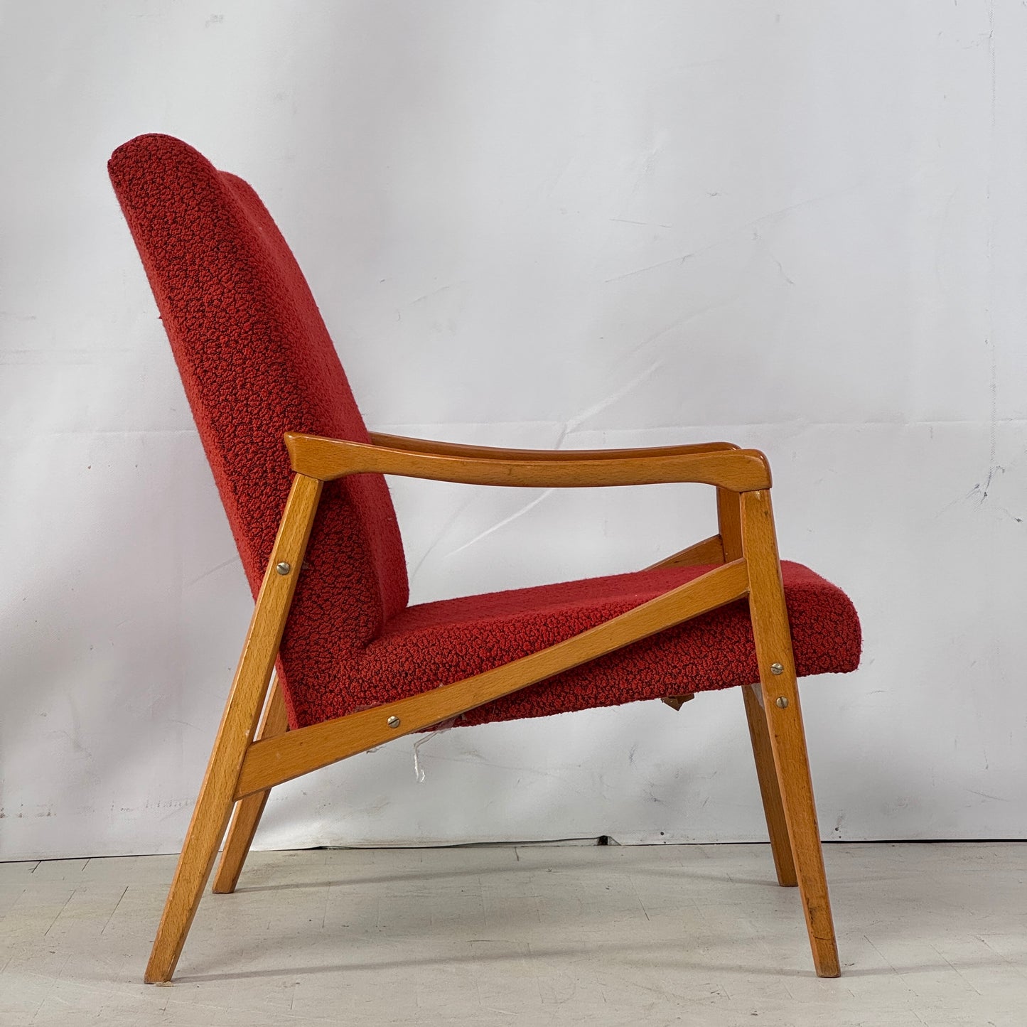 Pair of Red Jiri Jiroutek Armchairs for Jitona, 1960s