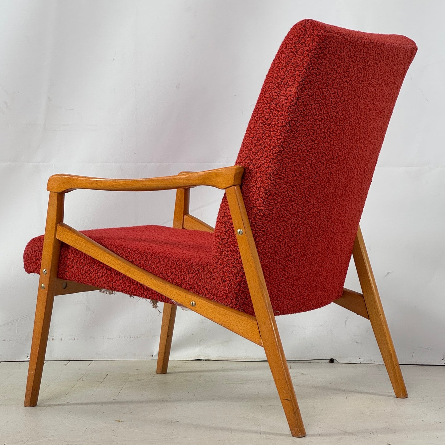 Pair of Red Jiri Jiroutek Armchairs for Jitona, 1960s