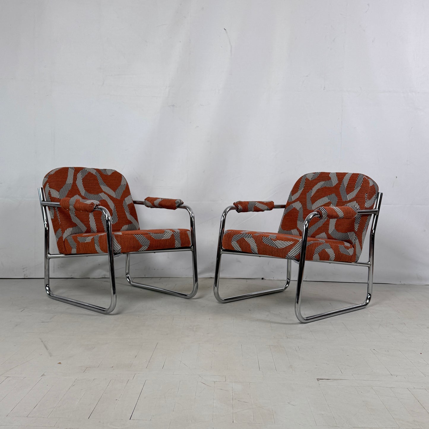 Bauhaus-Style Reupholstered Armchairs, 1990s