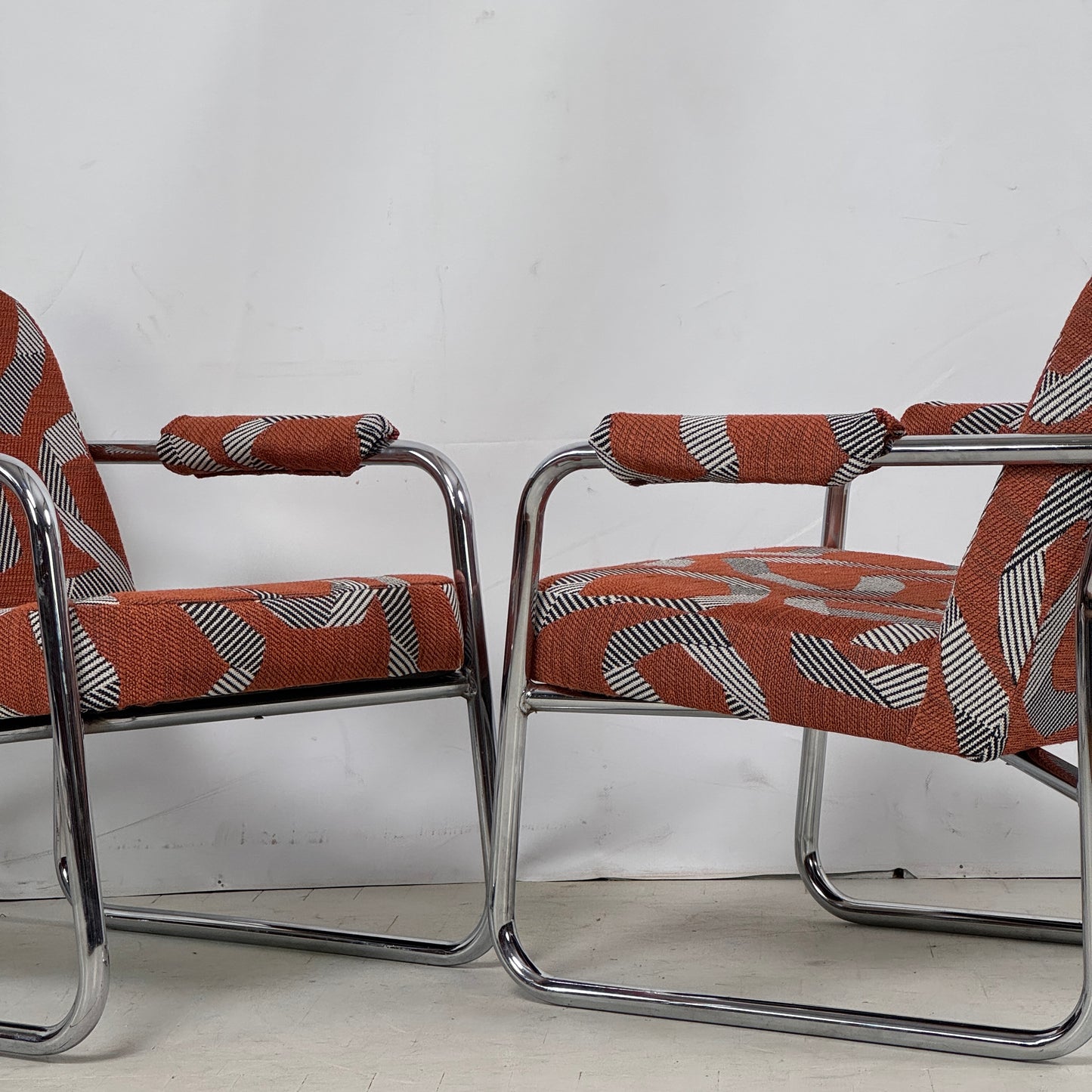 Bauhaus-Style Reupholstered Armchairs, 1990s
