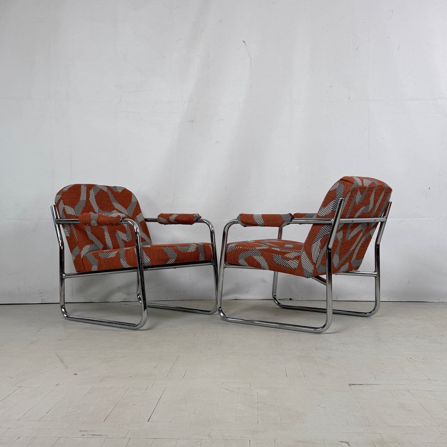 Bauhaus-Style Reupholstered Armchairs, 1990s