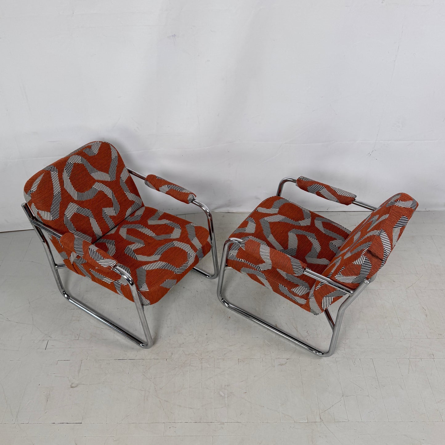 Bauhaus-Style Reupholstered Armchairs, 1990s