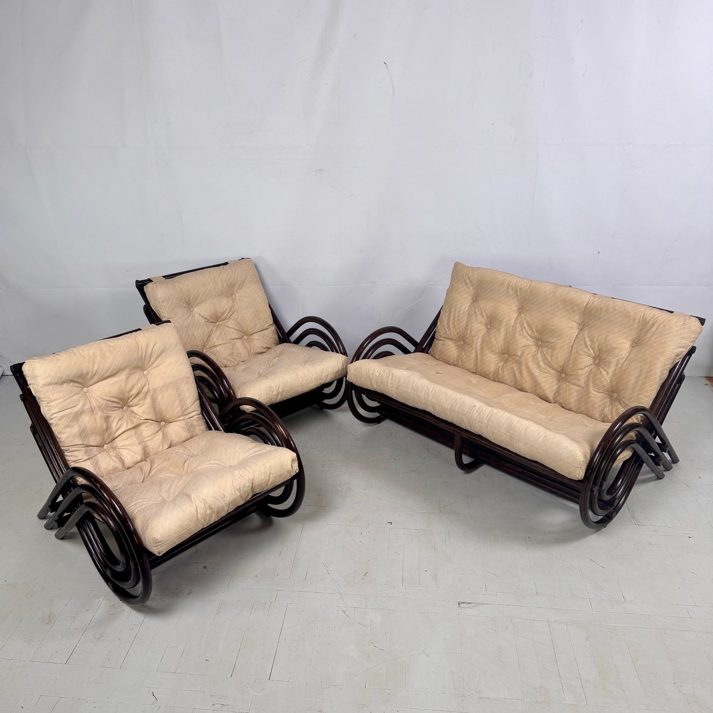 French Rattan Living Room Set, 1970s