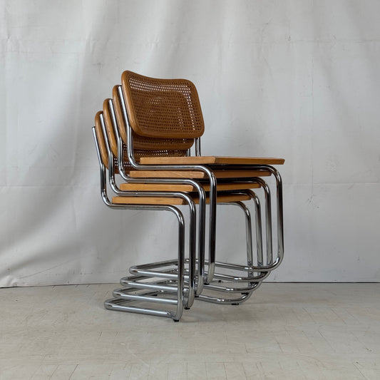 Set of 4 “Cesca” Bauhaus-Style Chairs, Italy, 1980s