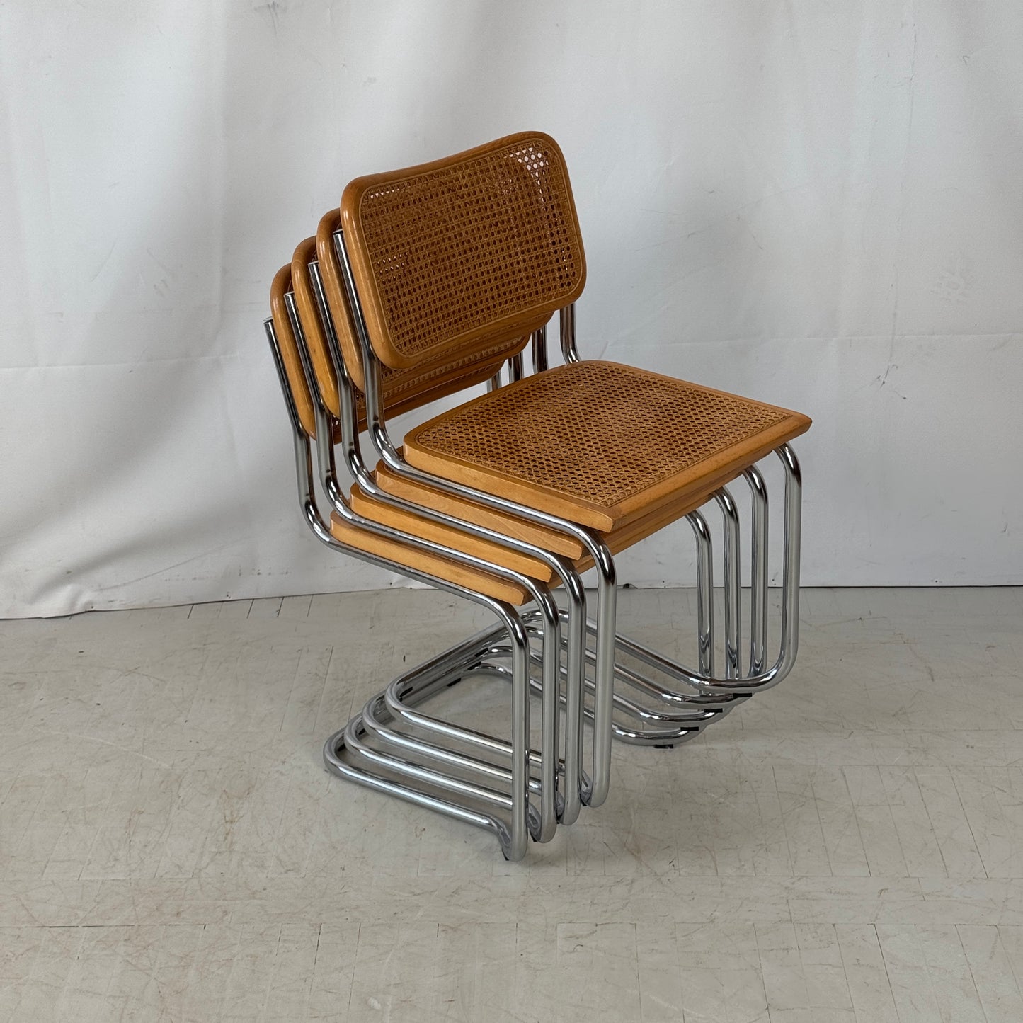 Set of 4 “Cesca” Bauhaus-Style Chairs, Italy, 1980s