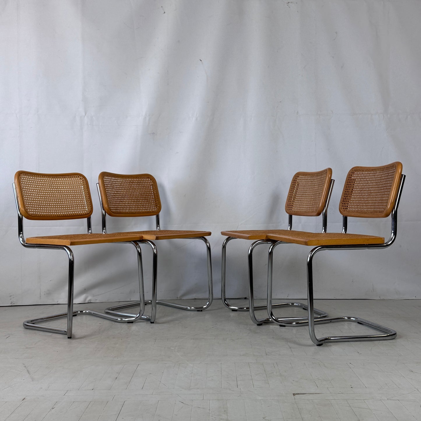 Set of 4 “Cesca” Bauhaus-Style Chairs, Italy, 1980s