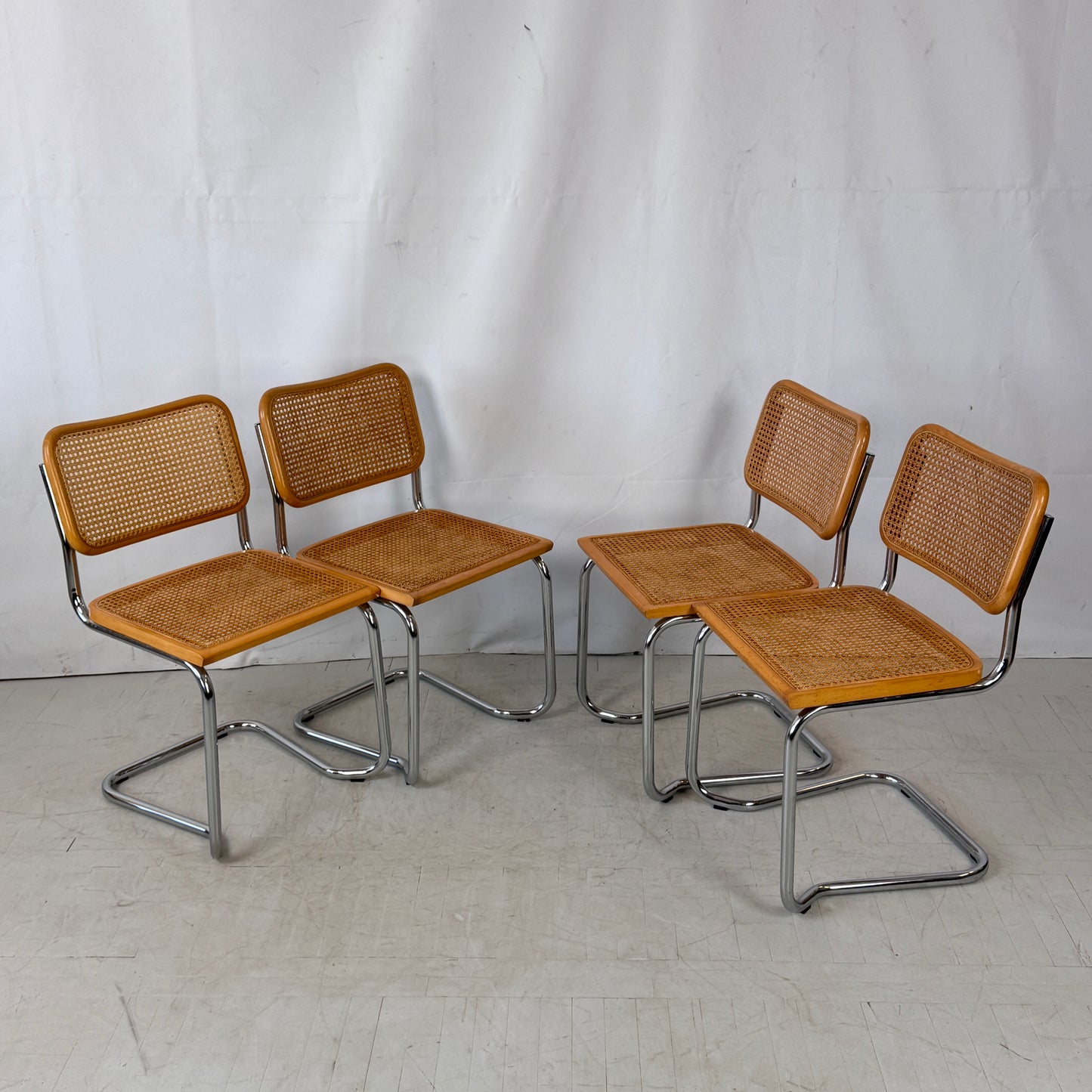 Set of 4 “Cesca” Bauhaus-Style Chairs, Italy, 1980s