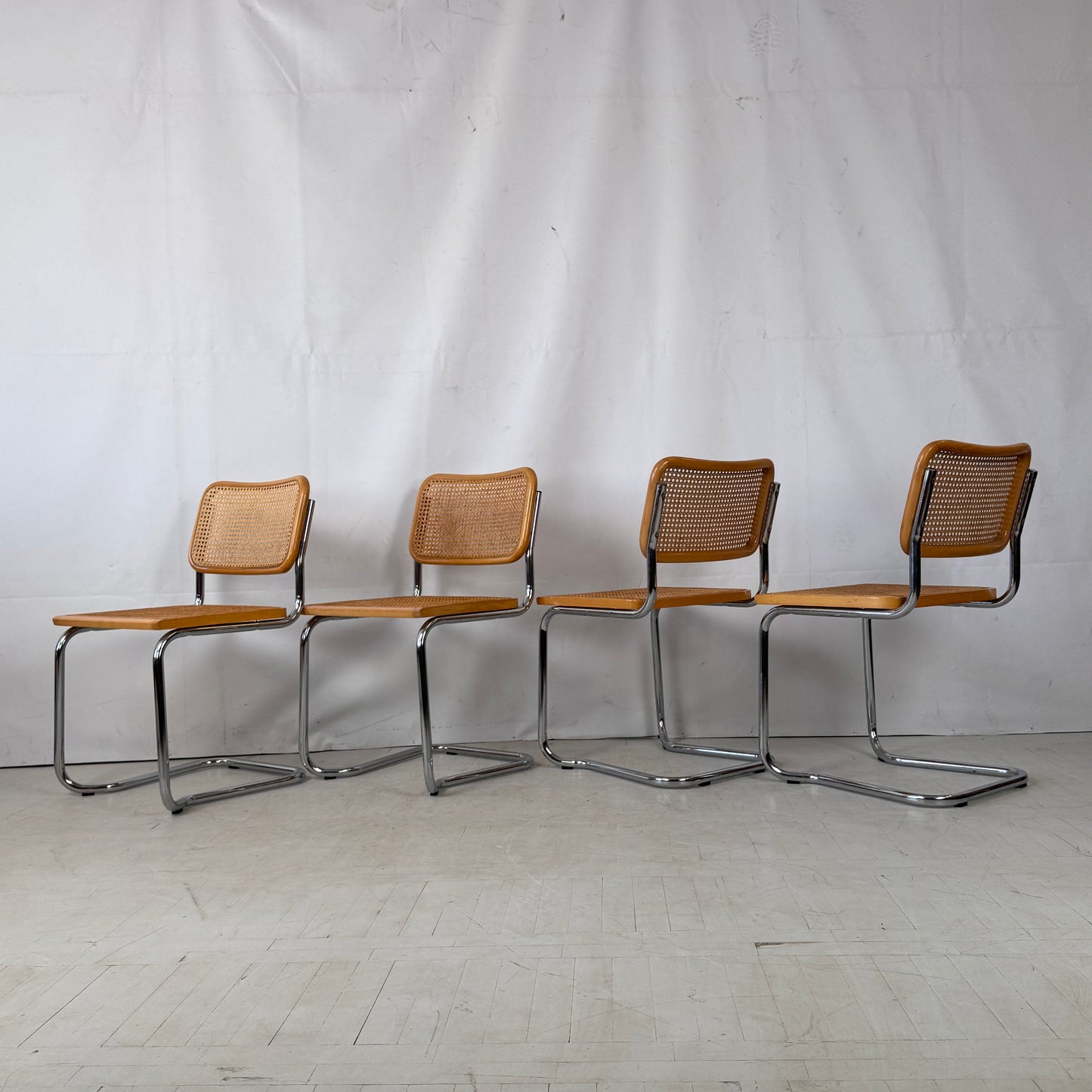 Set of 4 “Cesca” Bauhaus-Style Chairs, Italy, 1980s